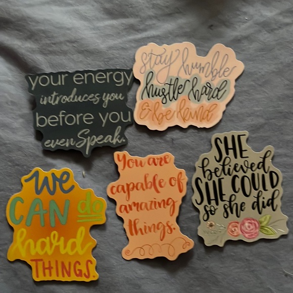 These are 5 motivational stickers. For you water bottle, laptop, binder, etc!🥰 - Picture 1 of 6
